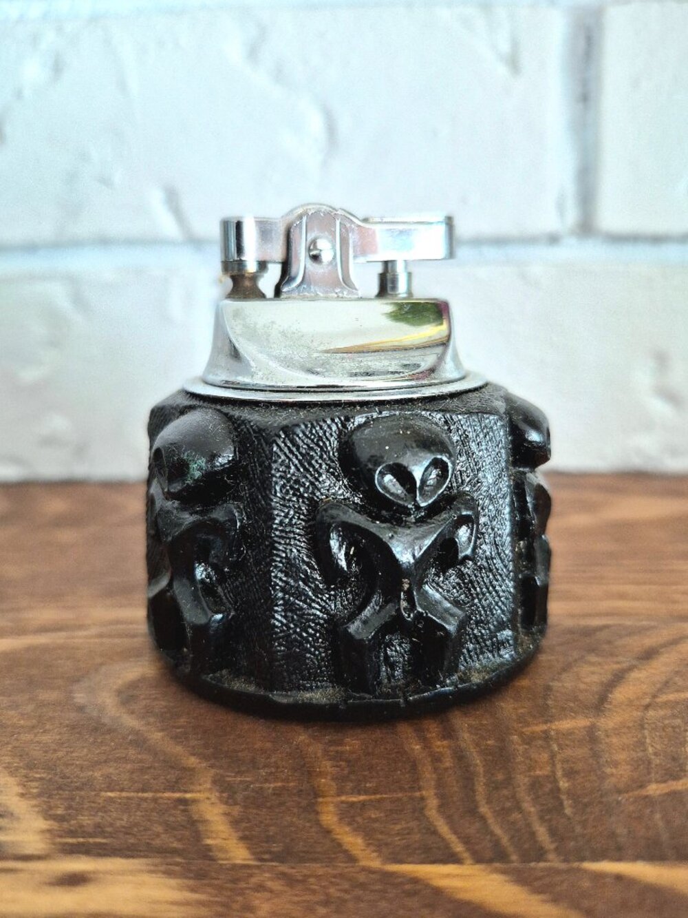 1960s Coco Joe's Petroglyph Lava Table Lighter, Hawaiian Lava, Working
